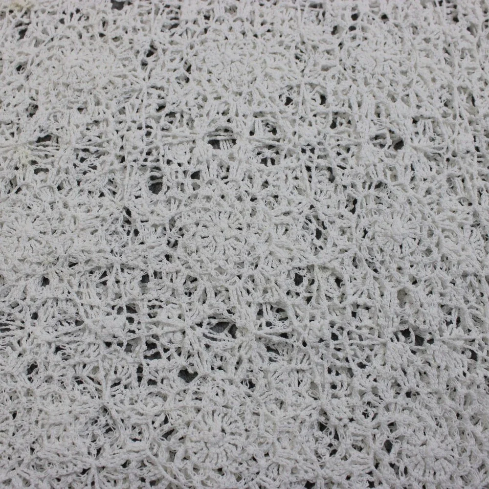 Vintage Handmade Tablecloth 68x45 Large Crochet Lace Scallop Edge Cottage READ